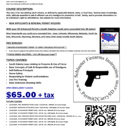 SOUTH DAKOTA ENHANCED PERMIT CLASSES  $65.00